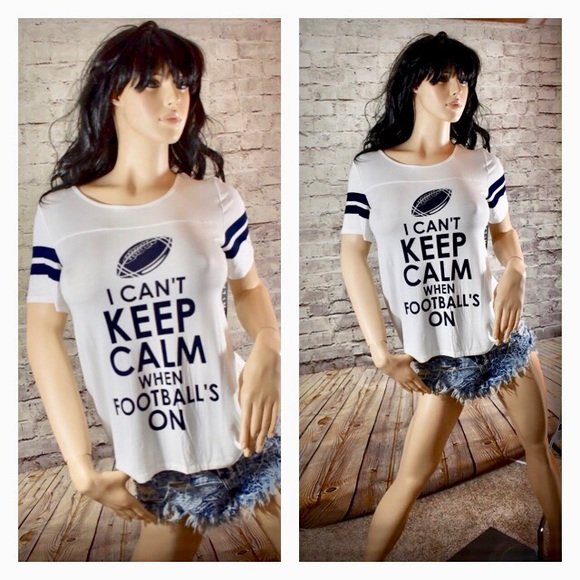 Navy and White Football Fan Shirt - Picture 3 of 3